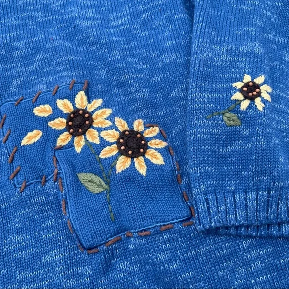 VTG Christopher & Banks Sunflower Embroidered Sweater Knit Women’s Size 1X - Picture 4 of 14
